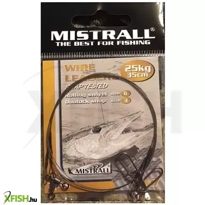 mistrall wire leaders acélelőke 1x7 35cm 32kg 4/4 2db/csomag