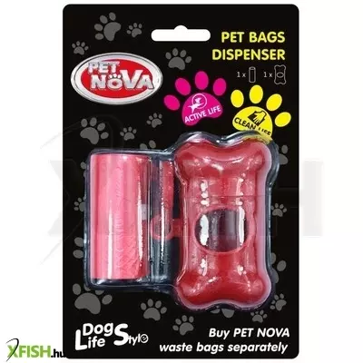 Pet nova (aqua nova) pet nova kutyapiszok szedő tasak adagoló - piros