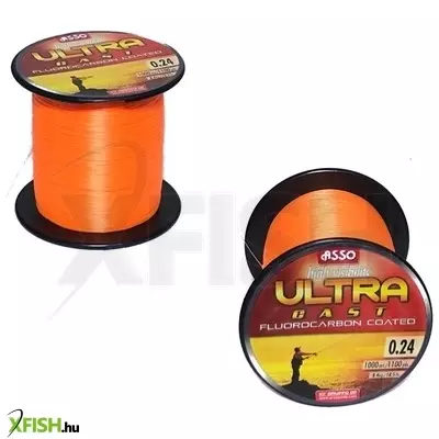 Asso Ultra Cast Fluorocarbon Távdobó Zsinór 1000M 0,22 mm 7,6 kg Narancssárga