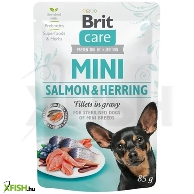 Brit Care Mini Alutasakos Nedves Kutyaeledel Lazac Hering Szószban Ivartalanított 85g