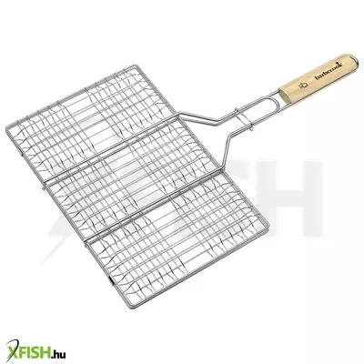 Barbecook bc-acc-7104 hamburgersütő grillrács, krómozott, fa nyél, 100% fsc, 6db-os