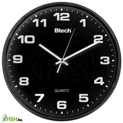 Btech bh-110 falióra, 32 cm átmérő, fekete számlap, fekete keret, műanyag