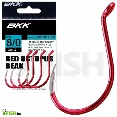 Bkk Red Octopus Beak Harcsázó Horog 8/0# 5 Db/Csomag
