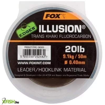 Fox Fluorocarbon Előke Illusion Leader Trans Khaki 20Lb/0.40Mm X 50M