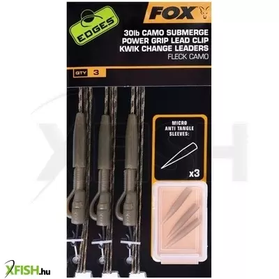 Fox Submerge Camo Power Grip Lead Clip Kwik Change Ólommentes Előtét 40Lb Kit X3