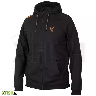 Fox collection Black / Orange LW hoodie Magasított nyakú Fekete/narancssárga kapucnis pulóver - S