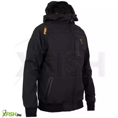 Fox collection Black / Orange Shell hoodie Vízlepergető Kabát - XL