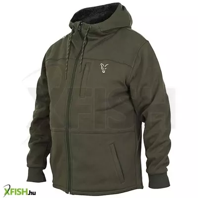 Fox Collection Sherpa kapucnis pulóver zöld/ezüst - L