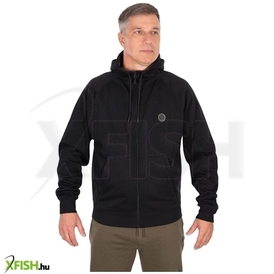 Fox Collection Zipped Hoody Horgász Pulóver Fekete M