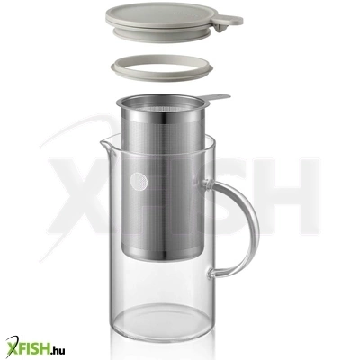 Buydeem cd2002/a1 teáskanna, 800 ml, boroszilikát üveg és acél, akár 150°c-ig hőálló