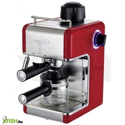 Hauser ce-929 kávéfőző, 800 w, 3,5 bar, gőzölő funkció, 4 csésze kapacitás, piros színű