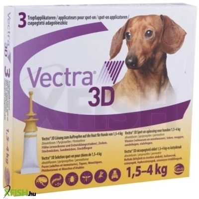 Vectra 3d Rácsepegtető Oldat Minitestű Kutyáknak XS (1,5-4kg) 3db/csomag
