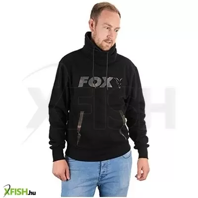 Fox Black / Camo Print High Neck Kapucnis pulóver magasított nyakkal - L