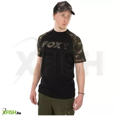 Fox Raglan Rövid Ujjú Horgász Póló Fekete Camo Xxl