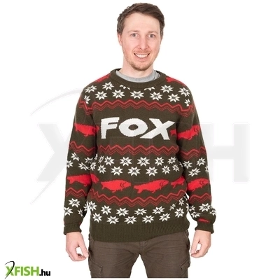 Fox Xmas Jumper Karácsonyi Mintás Horgász Pulóver Xxxxl