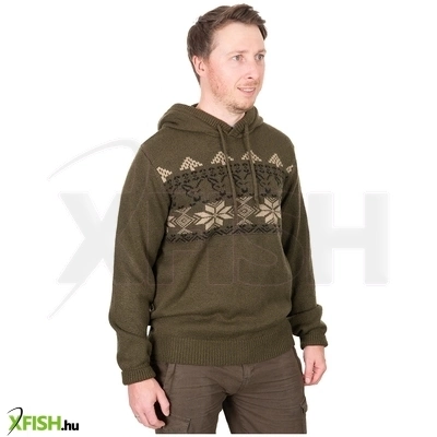 Fox Xmas Hoodie Karácsonyi Mintás Horgász Pulóver Xl