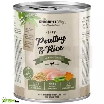 Chicopee konzerv dog adult pure szárnyas és rizs 800g, 6 db/csomag