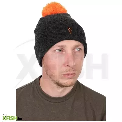 Fox Collection Bobble Hat Téli Sapka Fekete