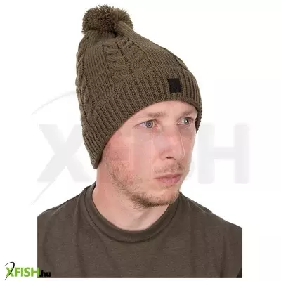 Fox Khaki Knitted Bobble Téli Sapka