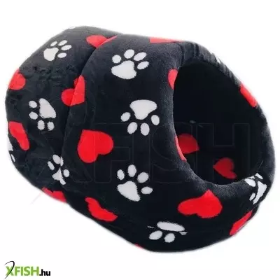 Cilicili habszivacs kisállat odú mancs-szív fekete (ci62) - 45x35x30cm