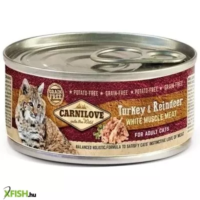 Carnilove cat turkey & reindeer can- pulyka és rénszarvas hússal konzerv 100g, 12 db/csomag