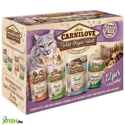 Carnilove Cat Nedves Macska Eledel Pulyka Kacsa Pisztráng Fácán 12x85g