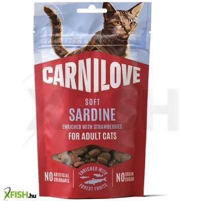 carnilove cat soft snack jutalomfalat macskának szardíniával és eperrel 50g
