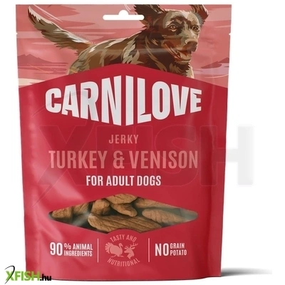 carnilove dog jerky jutalomfalat kutyának pulyka és vadhús 100g