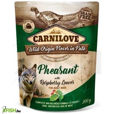 Carnilove Dog Tasakos Paté Pheasant With Raspberry Leaves Fácán Málnalevéllel 12x300g