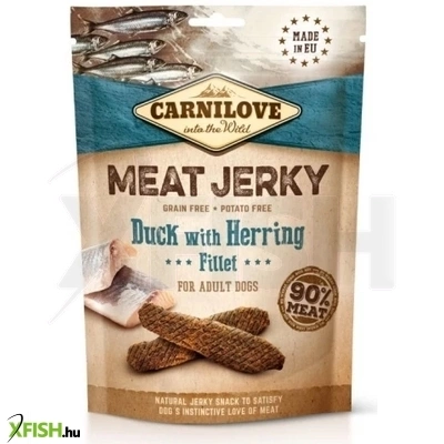carnilove dog jutalomfalat jerky duck herring fillet kacsa hering filével 100g