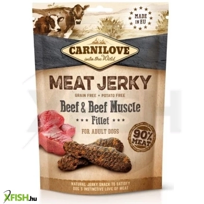 Carnilove Dog Jutalomfalat Jerky Beef Muscle Fillet Marha Filé 100g