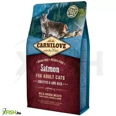 Carnilove Cat Adult Salmon Sensitive & Long Hair- Lazac Hússal 2kg