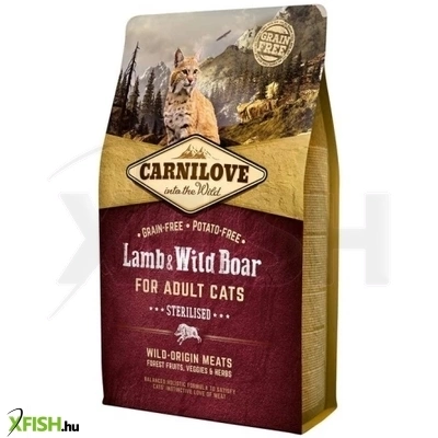 Carnilove Cat Adult Száraztáp Lamb & Wild Boar Sterilised Bárány & Vaddisznó Hússal 2000g
