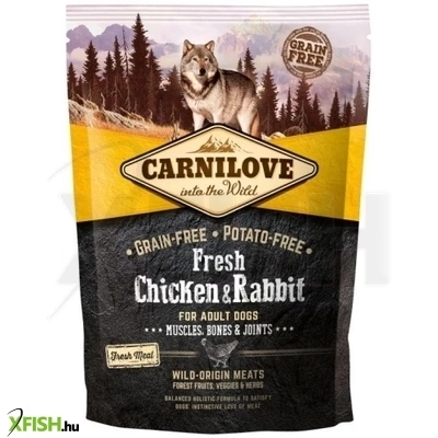 Carnilove Fresh Adult Dog Száraztáp Chicken Rabbit Muscles Bones Joints Csirke És Nyúl Hússal 1500g