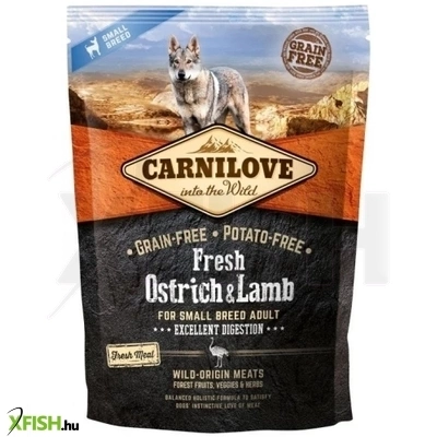 Carnilove Fresh Adult Dog Száraztáp Small Ostrich Lamb Excellent Digestion Strucc És Bárány Hússal 1500g