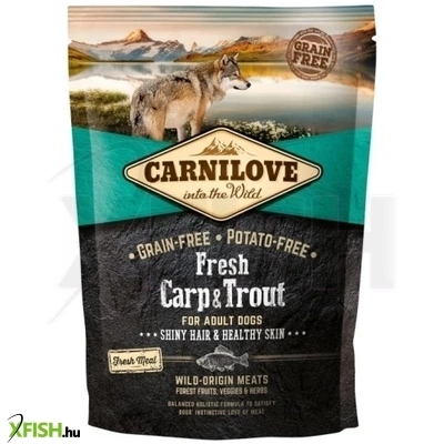 carnilove fresh adult dog száraztáp carp trout hair healthy skin ponty pisztráng hússal 1500g
