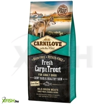 Carnilove Fresh Adult Dog Száraztáp Carp Trout Hair Healthy Skin Ponty Pisztráng Hússal 12000g
