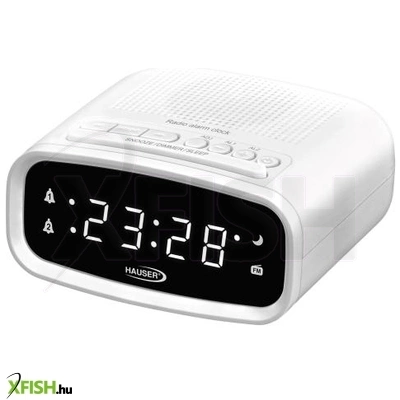 hauser tcl-8025w digitális ébresztőórás fm rádió, led kijelző, 2 féle ébresztés, fehér színű