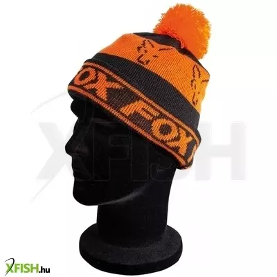 Fox kötött sapka Black/Orange - Lined Bobble Hat fekete/narancssárga