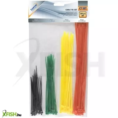 use home ct set kábelkötegelő szett, 4 szín, 4 méret, 1,9 x 100 mm, 2,0 x 150 mm, 2,5 x 200 mm, 3,6 x 250 mm, 100 db
