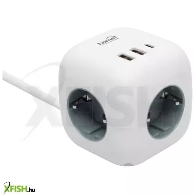 Home cube2 kocka elosztó, max. 3680 w, USB töltő, 3 aljzat gyermekvédelemmel, 1,5 M hosszú vezeték