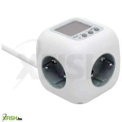 Home cube2p kocka elosztó, fogyasztásmérővel, max. 3680 w, 3 aljzat gyermekvédelemmel, 1,5 M hosszú vezeték