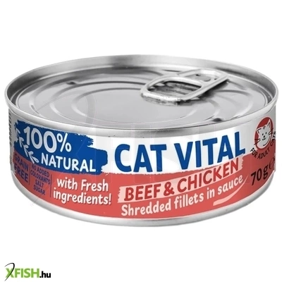 Cat Vital Konzerv Marha És Csirkefilé Falatok Felnőtt Macskáknak Szószban 70g