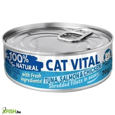 cat vital konzerv tonhal lazac és csirkefilé falatok felnőtt macskáknak szószban 70g