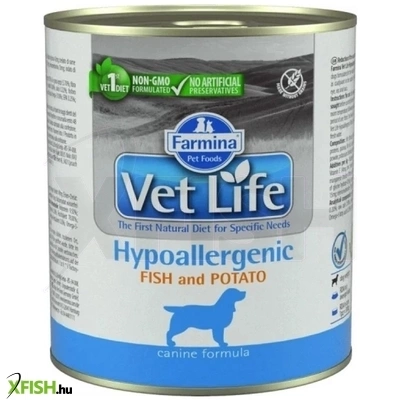 Vet Life Dog Konzerv Hypoallergenic Fish Potato Nedves Kutya Eledel 300g
