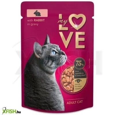 My Love Teljes Értékű Szaftos Alutasakos Felnőtt Macskáknak Nyúllal 85g 24db/csomag