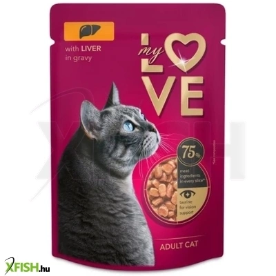 My Love Teljes Értékű Szaftos Alutasakos Felnőtt Macskáknak Májjal 85g 24db/csomag