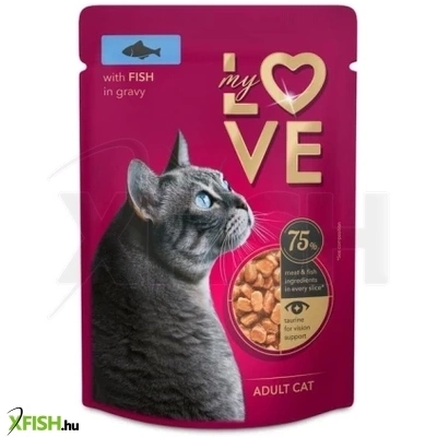 My love Teljes Értékű Szaftos Alutasakos Felnőtt Macskáknak Halakkal 85g 24db/csomag
