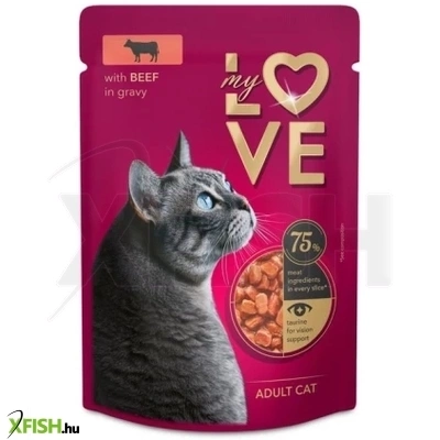 My Love Teljes Értékű Szaftos Alutasakos Felnőtt Macskáknak Marhával 85g 24db/csomag
