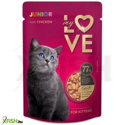 my love teljes értékű szaftos alutasak kismacskák számára csirkével 24x85g